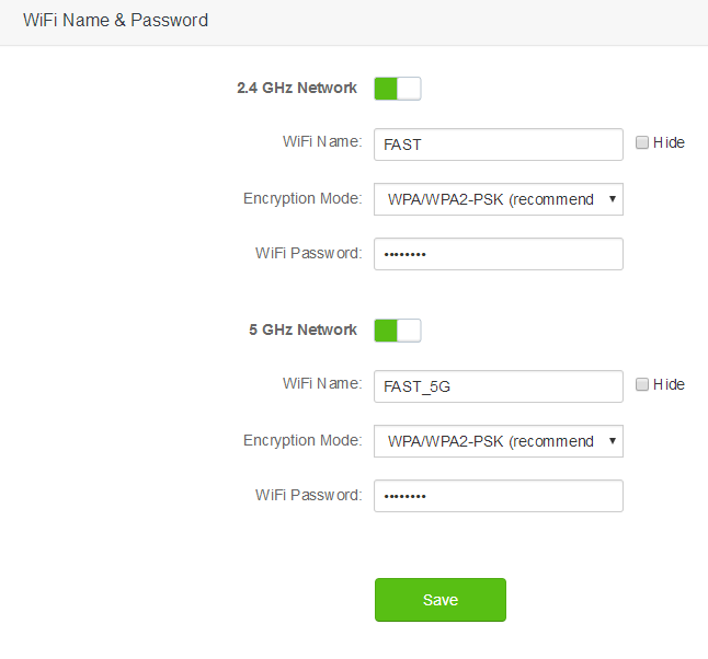 List your WiFi network name and password