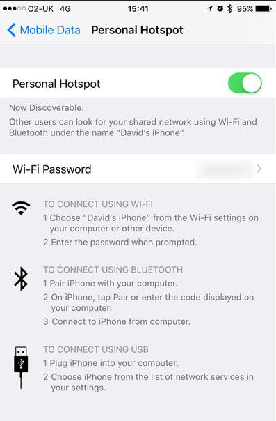 iPhone Personal Hotspot